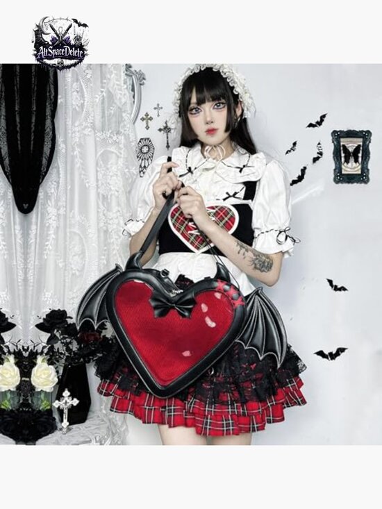 Large Heart Shaped Bat Wing Backpack with Clear Window Display Panel main image 4